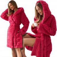 L&L szlafrok damski obszerny kaptur ciepły kieszenie VALENTINE malina