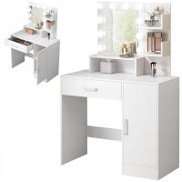 TOALETKA KOSMETYCZNA MAKIJAŻU WIZAŻU Z LUSTREM LED NOWOCZESNA GLAMOUR LOFT