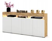 Большой комод LUNA 4D 180 Oak Craft белый светодиод