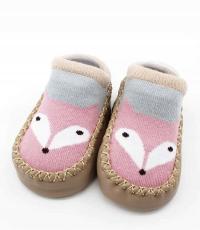 Elastyczne Kapcie Do żłobka antyposlizgowe Róż Beżowe 13Cm 6-12Mcy Eu 18/19