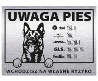 Tabliczka 20x15 UWAGA ZŁY PIES wchodzisz na własne ryzyko | KURIER 200 ras