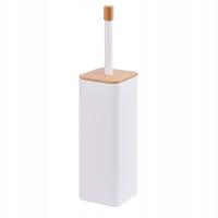 Szczotka do WC łazienki biała wysoka zamknięta z bambusem loft YOKA HOME