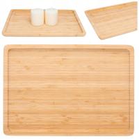 Taca drewniana deska do serwowania przekąsek bambusowa kuchenna 33x23 cm
