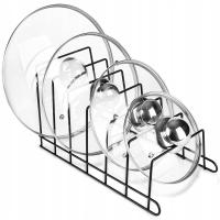 Stojak na 6x Pokrywki TALERZE Organizer STAL NIERDZEWNA UNIWERSALNY CZARNY