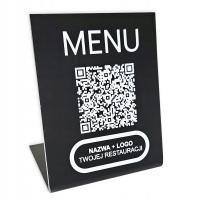 STOJAK KOD QR MENU RESTAURACJA PLEKSI 12x9,5x7cm TABLICZKA DRUK UV CZARNA