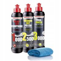 Pasty polerskie do lakieru 1000 2500 3000 + mikrofibra 3x250 ml Menzerna