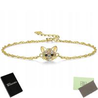 Bransoletka damska srebrna celebrytka kotek srebro pozłacane 925