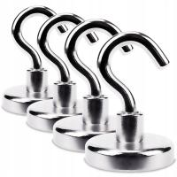 Неодимовый магнит с крюком Ø32 мм / 38 кг, держатель вешалка крючок, 4 шт.