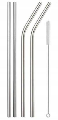 SŁOMKI WIELORAZOWE RURKI METALOWE Ekologiczne 5szt