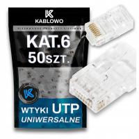50X WTYK KOŃCÓWKI WTYCZKA RJ45 8P8C UTP CAT.6 KAT.6 UNIWERSALNE KABLOWO