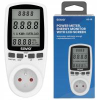 Ваттметр измеритель энергопотребления ток мощность SAVIO AE-01 ЖК-дисплей