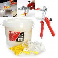 Система выравнивания плитки набор 300 зажимов 100 клиньев 1,5 мм плоскогубцы