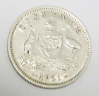 Australia 6 pensów 1951