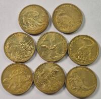 Zestaw 8 monet edukacyjnych z serii „DINOSAURIA” MET / Polska k2 dinozaury