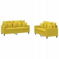 Komplet wypoczynkowy aksamitowy żółty 2-osobowy 140cm