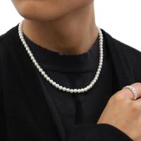Мужское ожерелье жемчужное белое стекло 8 мм 42 см 4 см