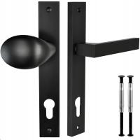 GAŁKA KLAMKA DO FURTKI BRAMKI DRZWI POCHWYT Z KLAMKĄ CZARNY 72 wkład PRAWA