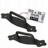 Uchwyt drzwiowy metalowy czarny 155x35 mm do drzwi skrzyń bram antaba 2 szt