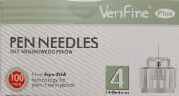 Verifine PLUS igły do penów 34G 0,18 x 4mm Najcieńsze