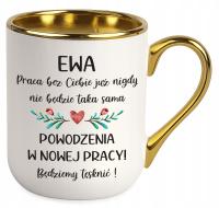 Kubek Elegant na POŻEGNANIE Z PRACY BEZ CIEBIE dla KOLEGI KOLEŻANKI imię