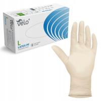 RĘKAWICZKI RĘKAWICE LATEKSOWE BEZPUDROWE VELO LATEX PF ROZMIAR L 100 SZT