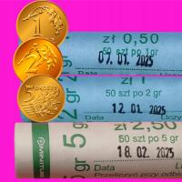 1 + 2 + 5 groszy 2025 Mennicze 3 Rolki Bankowe Dziedzic67