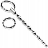 DŁUGI STALOWY KULKOWY DILATOR SEX PLUG KOREK DO CEWKI + DWA RING