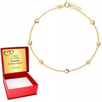 Złota Bransoletka Złoto 333 kulki dla kobiety na Urodziny Grawer