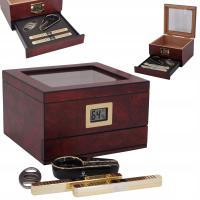 HUMIDOR NA CYGARA Z SZUFLADĄ HIGROMETR + NAWILŻACZ ZESTAW PUDEŁKO 75 CYGAR