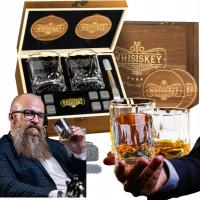 ELEGANCKI ZESTAW DO WHISKY 2x SZKLANKI 8x KAMIENIE DO WHISKY + SKRZYNIA