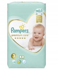 Pieluszki dla dzieci o wadze 6-10 kg Pampers Premium Care Rozmiar 3 60 szt.
