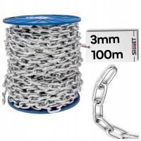 Крен 100м 3мм 1Мб звена цепи металла ГАЛЬВАНИЗИРОВАННЫЙ Д1 хозяйственный короткий