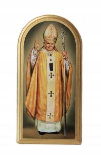 Obraz na desce - św. Jan Paweł II w złotym ornacie (25 x 12,5 cm)
