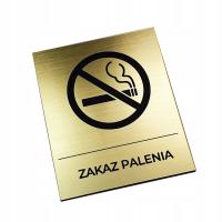 Zakaz palenia, tabliczka piktogram, złoty, DOWOLNY ZNAK, 12cm x 16cm