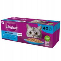 WHISKAS влажный корм для кошек рыбные ароматы в желе пакетики 40x85 г