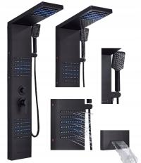Panel prysznicowy LED PRYSZNIC hydromasaż Czarny Mat