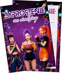 Zaproszenia urodzinowe ŁOWCZYNIE DEMONÓW Huntrix K-pop + koperta