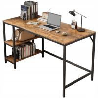 КОМПЬЮТЕРНЫЙ СТОЛ ЖУРНАЛЬНЫЙ СТОЛИК ВИНТАЖНЫЙ ДЕРЕВЕНСКИЙ КОРИЧНЕВЫЙ С 2 ПОЛКАМИ ЛОФТ 140 СМ