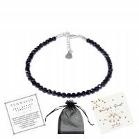 Bransoletka CZARNY TURMALIN 3mm Naturalny Kamień srebro 925 regulowana