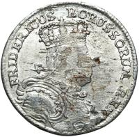 Силезия Фридрих II Великий - 6 копеек Шестак 1757 B Вроцлав-серебро !
