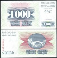 $ Bośnia i Hercegowina 1000 DINARA P-15 UNC 1992