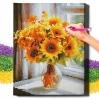 Haft Diamentowy Duży DIAMOND PAINTING 5D z RAMĄ Kwiaty Mozaika 40x50 Oh Art