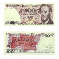 Banknot PRL - 100 ZŁOTYCH ZŁ 1988 - Seria TS - Ludwik Waryński - UNC