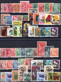 Pakiet Nowa Zelandia 60 znaczków kasowanych na czarnej karcie transportowe