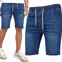 SPODENKI męskie JEANSOWE krótkie spodnie WYGODNE PAS z GUMKĄ modne 328 - L