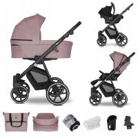 Wózek dziecięcy 3w1 EMJOT EQ 2.0 wielofunkcyjny róż akcesoria f. Cosmo