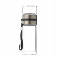 Termos na herbatę - srebrny, szklany 450ml