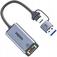 ADAPTER KARTA SIECIOWA USB USB C 2W1 1000Mbps RJ45 GIGABIT LAN VOOTEC