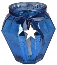 Świecznik Szklany Niebieski 16 Cm