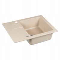 ZLEWOZMYWAK GRANITOWY Beżowy 58x43 KRÓTKI OCIEKACZ ZLEW w ZESTAWIE SYFON